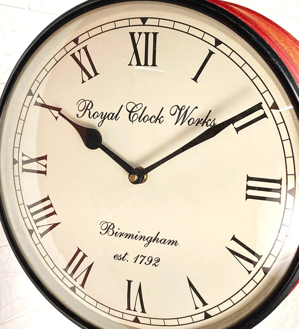 12" Red Golden Classic Double Sided Platform Wall Clock - D'DASS Store
