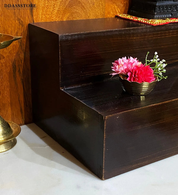 Distress Wooden Steps Altar for Wooden Home Temple | GOLU Stand Kolu Padi (Set of 2) - D'DASS Store