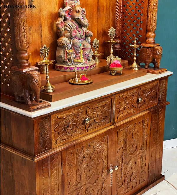 South Indian Style Solid Sheesham Wood Pooja Mandapam | Pooja Altar - DDASSMandap-164 - D'DASS Store