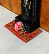 Handmade Red Velvet Puja Aasan | Puja Altar Cloth / Chowki Aasan / Kapda Mat for Puja Table for Puja Home Mandir and Temple - D'DASS Store