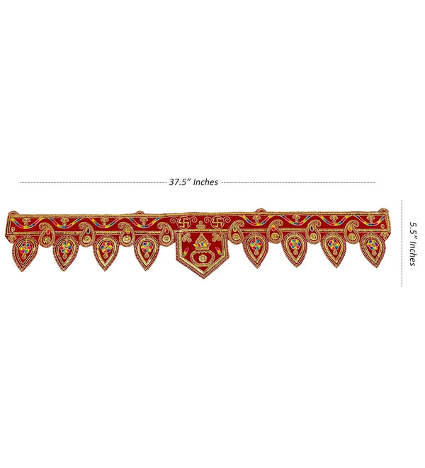 38" Handmade Bandarwal Torans for Entrance Door | Temple Decoration Items | Mandir Bandhanwar for Home|puja Room Decoration Items for Home | Diwali Decoration Item Door Hanging Toranam for Pooja Room - D'DASS Store
