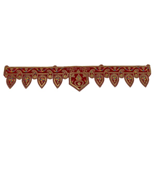 38" Handmade Bandarwal Torans for Entrance Door | Temple Decoration Items | Mandir Bandhanwar for Home|puja Room Decoration Items for Home | Diwali Decoration Item Door Hanging Toranam for Pooja Room - D'DASS Store