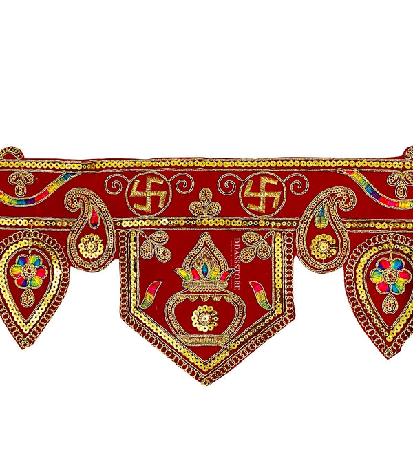 38" Handmade Bandarwal Torans for Entrance Door | Temple Decoration Items | Mandir Bandhanwar for Home|puja Room Decoration Items for Home | Diwali Decoration Item Door Hanging Toranam for Pooja Room - D'DASS Store