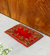 Handmade Red Velvet Puja Aasan | Puja Altar Cloth / Chowki Aasan / Kapda Mat for Puja Table for Puja Home Mandir and Temple