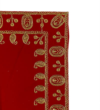 Handmade Red Velvet Puja Aasan | Puja Altar Cloth / Chowki Aasan / Kapda Mat for Puja Table for Puja Home Mandir and Temple