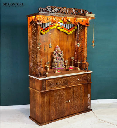 South Indian Style Solid Sheesham Wood Pooja Mandapam | Pooja Altar - DDASSMandap-164 - D'DASS Store