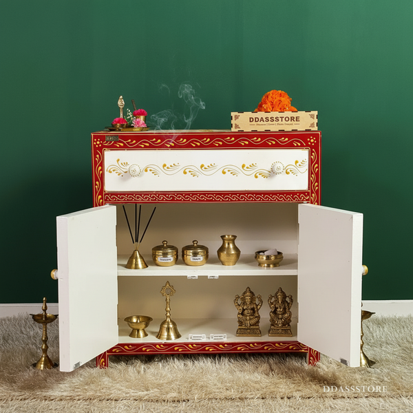 Wooden Puja Temple Cabinet for Home | WT2425Cabinet_WR - D'DASS Store