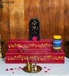 Red Hand painted Wooden Steps Altar for Wooden Home Temple | GOLU Stand Kolu Padi