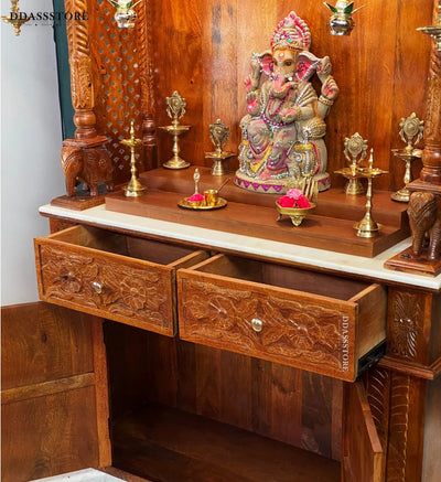 South Indian Style Solid Sheesham Wood Pooja Mandapam | Pooja Altar - DDASSMandap-164 - D'DASS Store