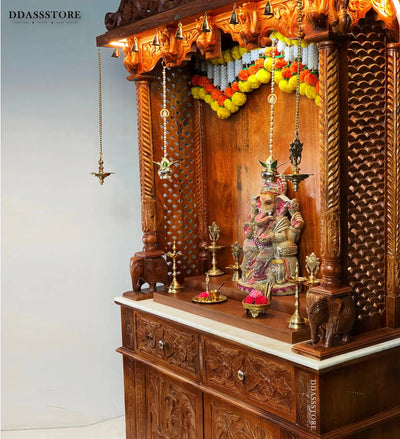 South Indian Style Solid Sheesham Wood Pooja Mandapam | Pooja Altar - DDASSMandap-164 - D'DASS Store