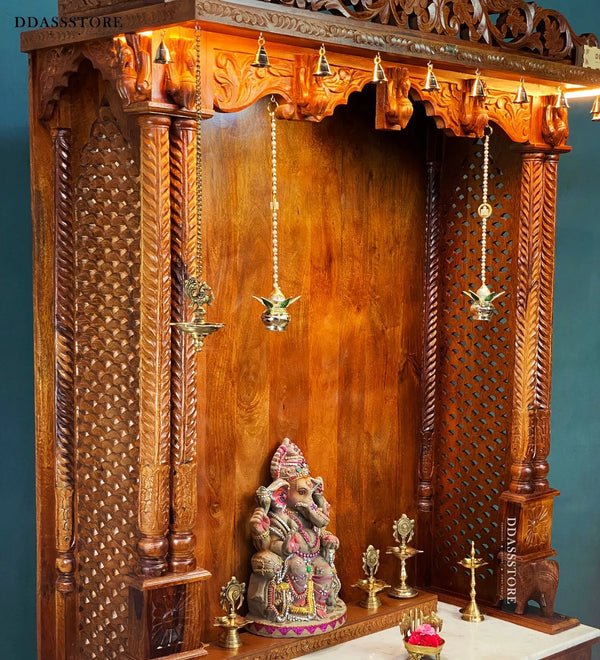 South Indian Style Solid Sheesham Wood Pooja Mandapam | Pooja Altar - D'DASS Store