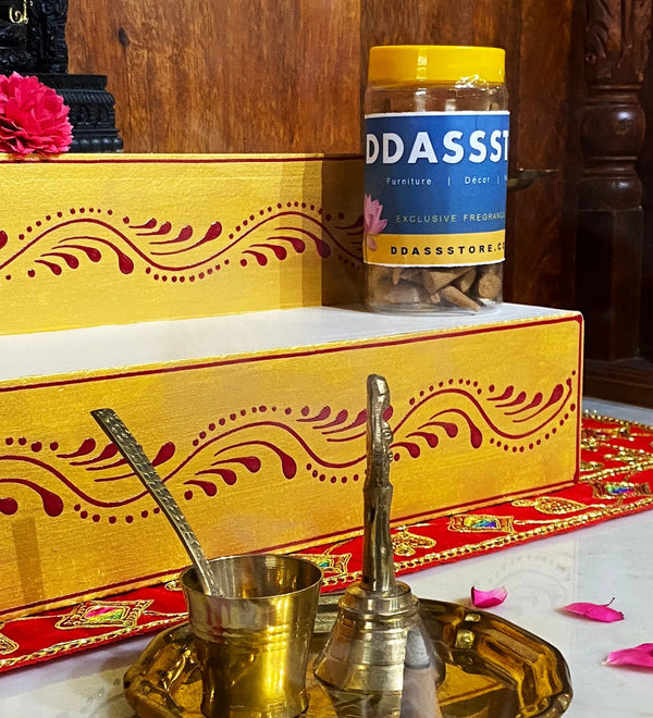 White Handpainted Steps Altar for Wooden Home Temple | GOLU Stand Kolu Padi (Set of 2) - D'DASS Store