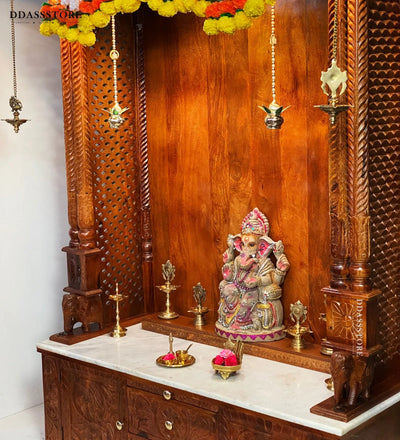 South Indian Style Solid Sheesham Wood Pooja Mandapam | Pooja Altar - D'DASS Store