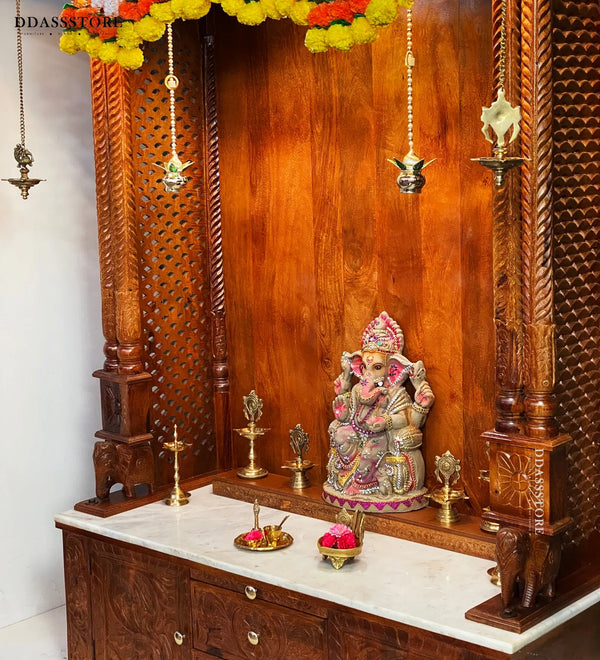 South Indian Style Solid Sheesham Wood Pooja Mandapam | Pooja Altar - D'DASS Store