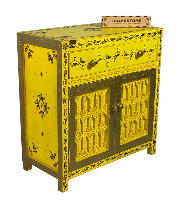 Wooden Puja Temple Cabinet for Home | WT2425Cabinet_YG - D'DASS Store