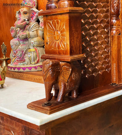 South Indian Style Solid Sheesham Wood Pooja Mandapam | Pooja Altar - D'DASS Store