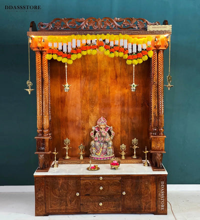 South Indian Style Solid Sheesham Wood Pooja Mandapam | Pooja Altar - D'DASS Store