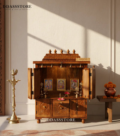South Indian Style Solid Sheesham Wood Pooja Mandapam for Home | DDASSMANDAP131 - D'DASS Store