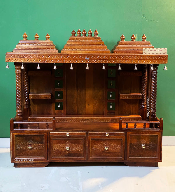 South Indian Style Solid Sheesham Wood Pooja Mandapam | DDASSMANDAP137