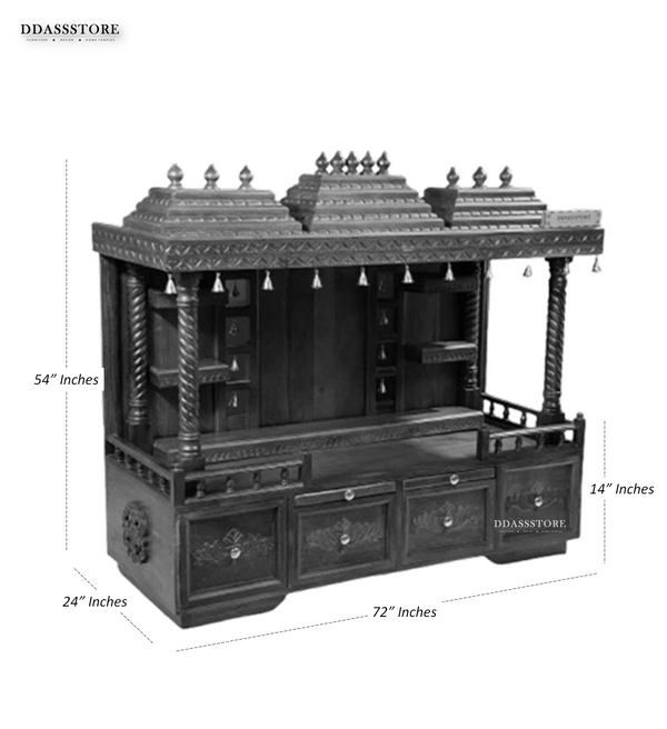 South Indian Style Solid Sheesham Wood Pooja Mandapam | DDASSMANDAP137