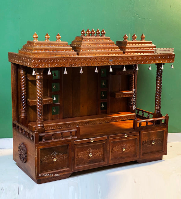 South Indian Style Solid Sheesham Wood Pooja Mandapam | DDASSMANDAP137