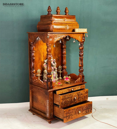 Navratri pujan essential -60" South Indian Style Saagwan Sheesham Wood Pooja Mandap | DDASSMANDAP152 - D'DASS Store