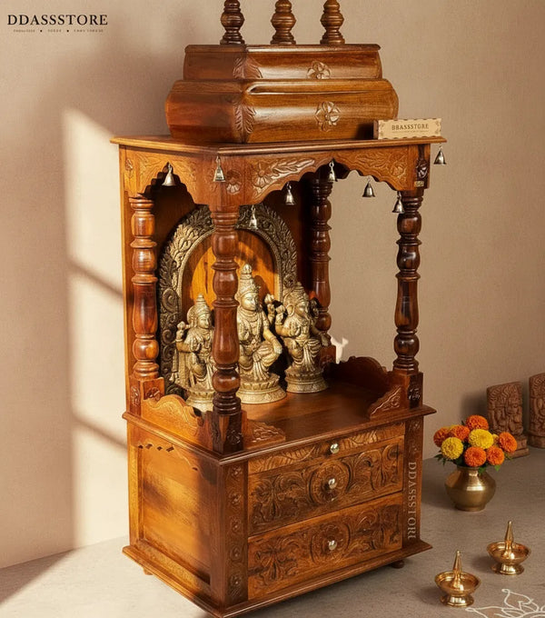 Navratri pujan essential -60" South Indian Style Saagwan Sheesham Wood Pooja Mandap | DDASSMANDAP152
