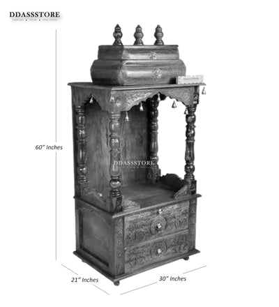 Navratri pujan essential -60" South Indian Style Saagwan Sheesham Wood Pooja Mandap | DDASSMANDAP152 - D'DASS Store