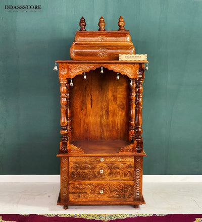 Navratri pujan essential -60" South Indian Style Saagwan Sheesham Wood Pooja Mandap | DDASSMANDAP152 - D'DASS Store