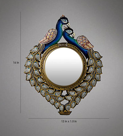 Handpainted Peacocks MDF wood Decorative Wall Mirror - D'DASS Store