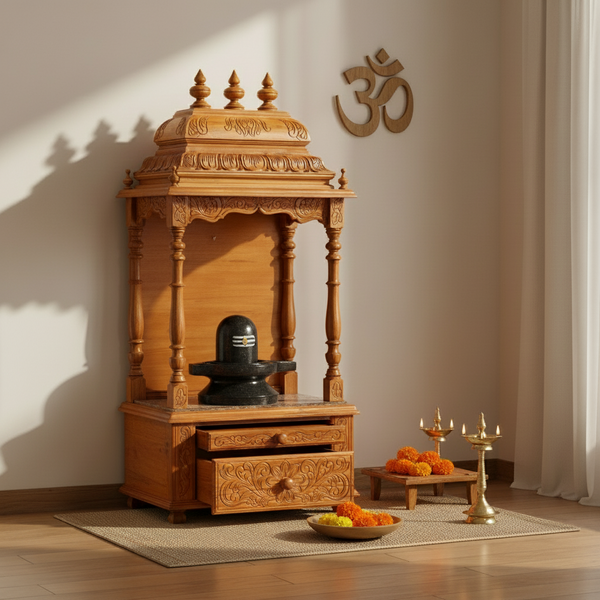 Ganesh chaturthi utsav - 51" South Indian Style Saagwan Sheesham Wood Pooja Mandap |DDASSMANDAP150