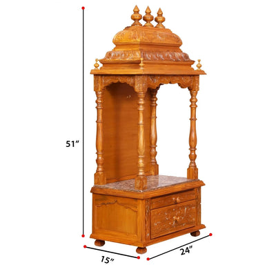 Ganesh chaturthi utsav - 51" South Indian Style Saagwan Sheesham Wood Pooja Mandap |DDASSMANDAP150 - D'DASS Store
