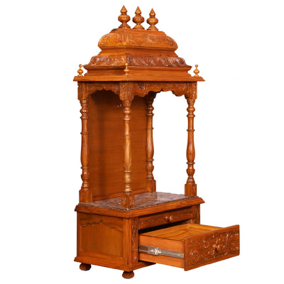 Ganesh chaturthi utsav - 51" South Indian Style Saagwan Sheesham Wood Pooja Mandap |DDASSMANDAP150