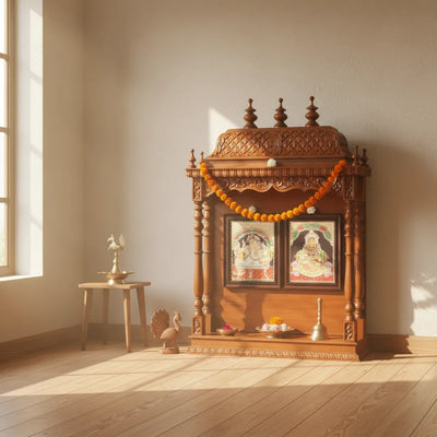 Diwali Dhanteras pujan -55" South Indian Style Saagwan Sheesham Wood Pooja Mandap |DDASSMANDAP153 - D'DASS Store