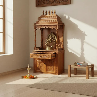 srirangam temple - 90" South Indian Style Saagwan Sheesham Wood Pooja Mandap |DDASSMANDAP148 - D'DASS Store