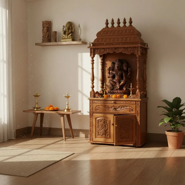 sri tirumalagiri venkateshwara swamy temple- 90" South Indian Style Saagwan Sheesham Wood Pooja Mandap |DDASSMANDAP146