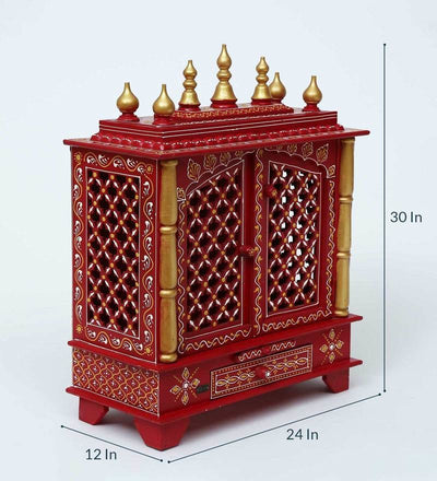 Wall hanging Sheesham MDF Wooden Pooja Mandir for home | DDASSWT2412RRD - D'DASS Store