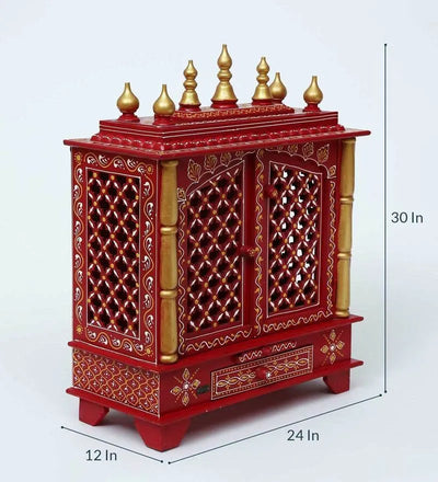 Wall hanging Sheesham MDF Wooden Pooja Mandir for home | DDASSWT2412RRD - D'DASS Store