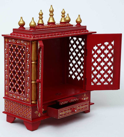 Wall hanging Sheesham MDF Wooden Pooja Mandir for home | DDASSWT2412RRD - D'DASS Store