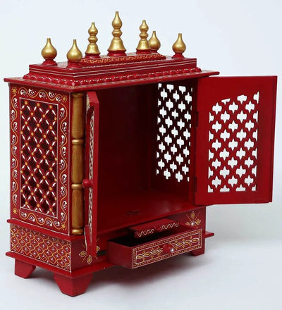 Wall hanging Sheesham MDF Wooden Pooja Mandir for home | DDASSWT2412RRD - D'DASS Store