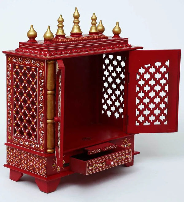 Wall hanging Sheesham MDF Wooden Pooja Mandir for home | DDASSWT2412RRD - D'DASS Store