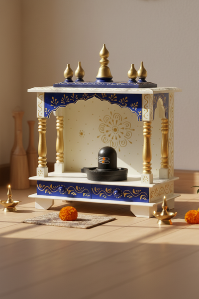 White Sheesham & MDF Wooden Pooja Wall Hanging Temple for Office | DDASSWT02L - D'DASS Store