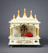 White Sheesham &amp; MDF Wooden Pooja Temple For Home | DDASSWT1518WG