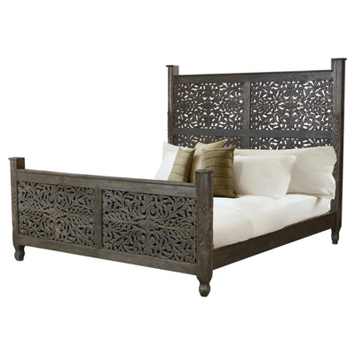 Odis HandCarved Wooden King & Queen Size Bed