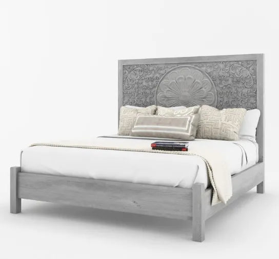 Grey Solid Wood King & Queen Size Bed - D'DASS Store