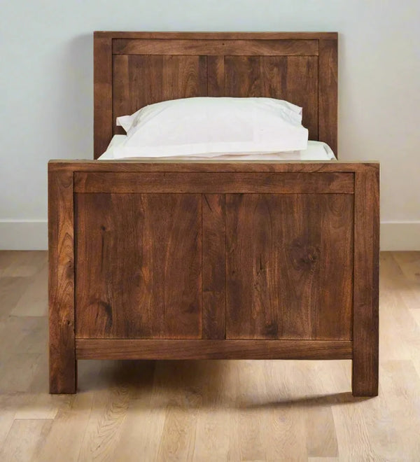 Polished Solid Wood Single & Double Size Bed - D'DASS Store