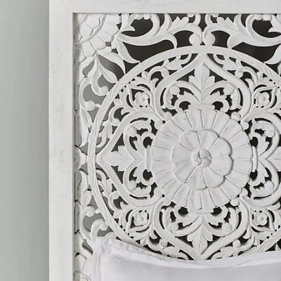 White Morocco Solid Wood King & Queen Size Bed - D'DASS Store