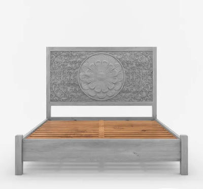 Grey Solid Wood King & Queen Size Bed - D'DASS Store