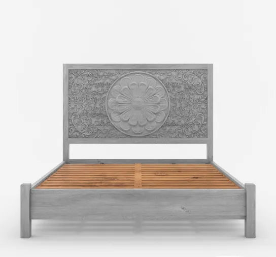 Grey Solid Wood King & Queen Size Bed - D'DASS Store