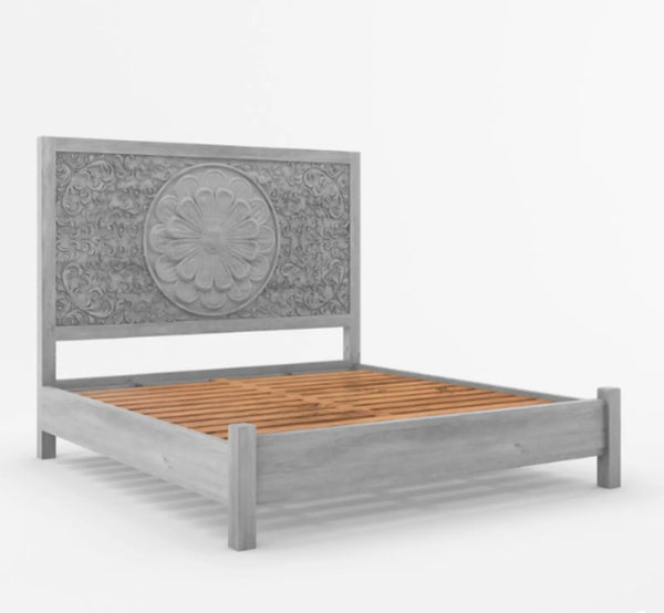 Grey Solid Wood King & Queen Size Bed - D'DASS Store